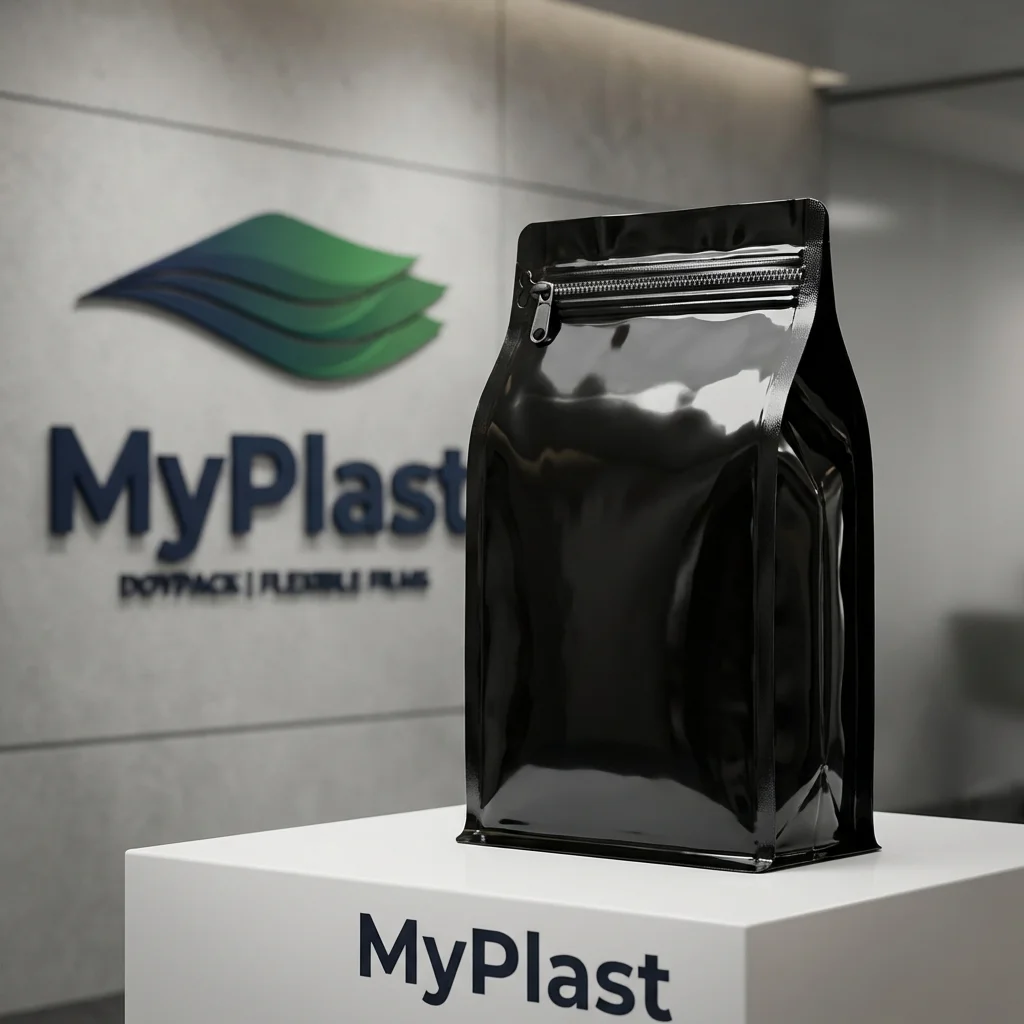 Glossy Pocket Zip Flat Bottom